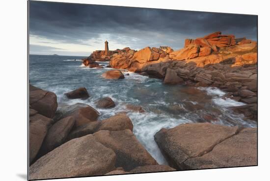 Pink Granite Coast, Brittany, France. the Ploumanach Lighthouse (Men Ruz) an Sunset.-ClickAlps-Mounted Photographic Print