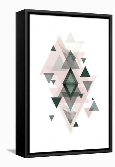 Pink Green Geometric 1-Urban Epiphany-Framed Stretched Canvas