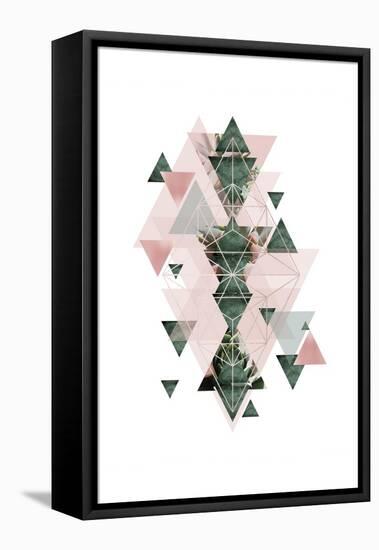Pink Green Geometric 2-Urban Epiphany-Framed Stretched Canvas