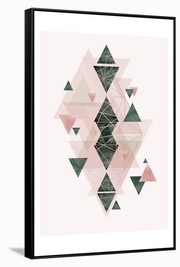 Pink Green Geometric 3-Urban Epiphany-Framed Stretched Canvas