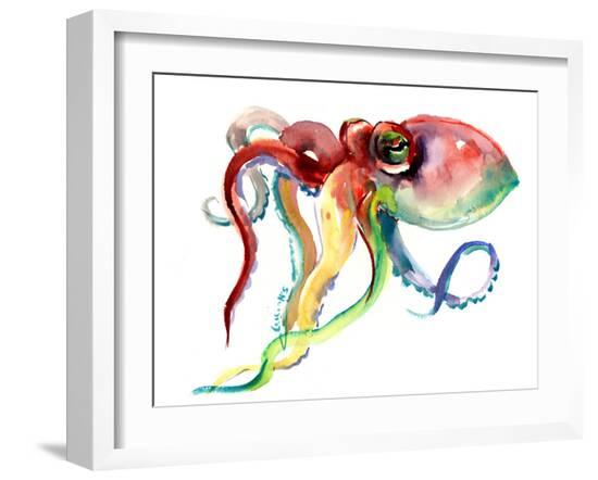 Pink Green Octopus-Suren Nersisyan-Framed Art Print