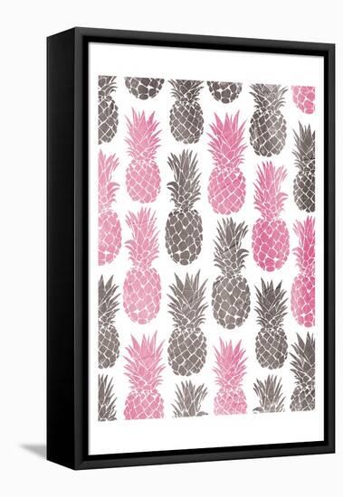 Pink Grey Pineapples-OnRei-Framed Stretched Canvas