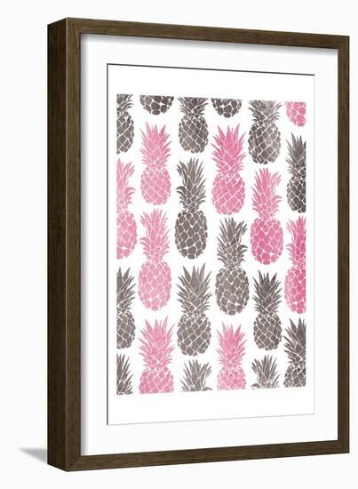 Pink Grey Pineapples-OnRei-Framed Art Print