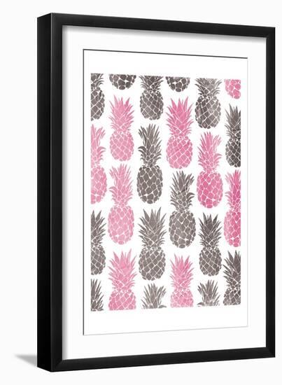 Pink Grey Pineapples-OnRei-Framed Art Print