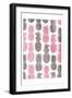 Pink Grey Pineapples-OnRei-Framed Art Print