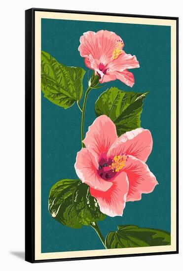 Pink Hibiscus-Lantern Press-Framed Stretched Canvas