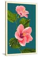 Pink Hibiscus-Lantern Press-Stretched Canvas