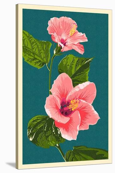 Pink Hibiscus-Lantern Press-Stretched Canvas