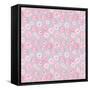 Pink Japanese Flowers on Grey-Effie Zafiropoulou-Framed Stretched Canvas