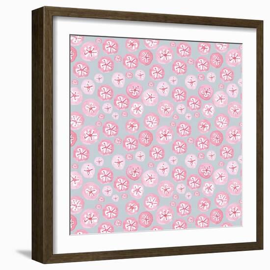 Pink Japanese Flowers on Grey-Effie Zafiropoulou-Framed Giclee Print