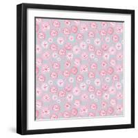 Pink Japanese Flowers on Grey-Effie Zafiropoulou-Framed Giclee Print