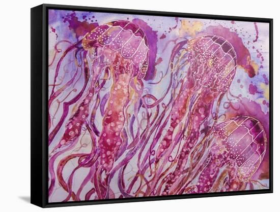 Pink Jellyfish-Lauren Moss-Framed Stretched Canvas