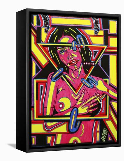 Pink Lady-Abstract Graffiti-Framed Stretched Canvas