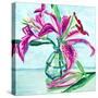 Pink Lilies-Key and Sea Creative-Stretched Canvas