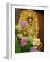 Pink Lotus Flowers in Front of Gold Statue, Kek Lok Si Temple, Island of Penang, Malaysia-Cindy Miller Hopkins-Framed Photographic Print