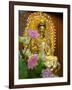 Pink Lotus Flowers in Front of Gold Statue, Kek Lok Si Temple, Island of Penang, Malaysia-Cindy Miller Hopkins-Framed Photographic Print