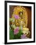 Pink Lotus Flowers in Front of Gold Statue, Kek Lok Si Temple, Island of Penang, Malaysia-Cindy Miller Hopkins-Framed Photographic Print