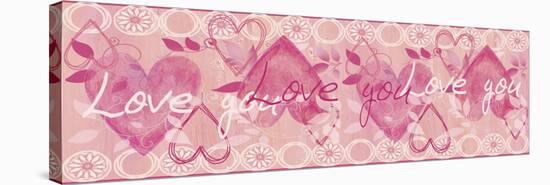 Pink Love You Border-Maria Trad-Stretched Canvas