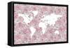 Pink Map-Martina-Framed Stretched Canvas