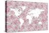 Pink Map-Martina-Stretched Canvas
