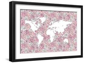 Pink Map-Martina-Framed Giclee Print
