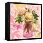 Pink Mason Jar Bouquet-null-Framed Stretched Canvas