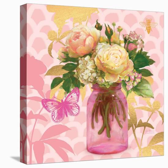 Pink Mason Jar Bouquet-null-Stretched Canvas