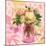 Pink Mason Jar Bouquet-null-Mounted Art Print