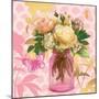 Pink Mason Jar Bouquet-null-Mounted Art Print