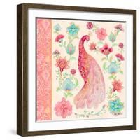 Pink Medallion Peacock I-Janice Gaynor-Framed Art Print