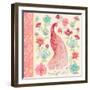 Pink Medallion Peacock I-Janice Gaynor-Framed Art Print