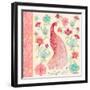 Pink Medallion Peacock I-Janice Gaynor-Framed Art Print