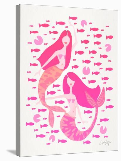 Pink Mermaids-Cat Coquillette-Stretched Canvas