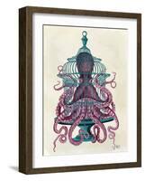 Pink Octopus in Cage-Fab Funky-Framed Art Print