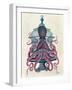 Pink Octopus in Cage-Fab Funky-Framed Art Print