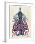 Pink Octopus in Cage-Fab Funky-Framed Art Print