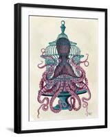 Pink Octopus in Cage-Fab Funky-Framed Art Print