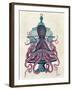 Pink Octopus in Cage-Fab Funky-Framed Art Print