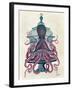 Pink Octopus in Cage-Fab Funky-Framed Art Print