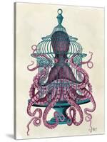 Pink Octopus in Cage-Fab Funky-Stretched Canvas