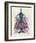 Pink Octopus in Cage-Fab Funky-Framed Art Print