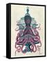 Pink Octopus in Cage-Fab Funky-Framed Stretched Canvas