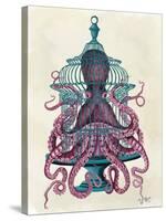 Pink Octopus in Cage-Fab Funky-Stretched Canvas