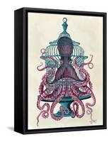 Pink Octopus in Cage-Fab Funky-Framed Stretched Canvas