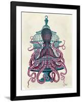 Pink Octopus in Cage-Fab Funky-Framed Art Print
