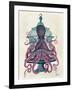 Pink Octopus in Cage-Fab Funky-Framed Art Print