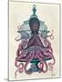 Pink Octopus in Cage-Fab Funky-Mounted Art Print