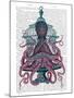 Pink Octopus in Cage-Fab Funky-Mounted Art Print