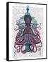 Pink Octopus in Cage-Fab Funky-Framed Stretched Canvas