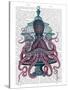 Pink Octopus in Cage-Fab Funky-Stretched Canvas